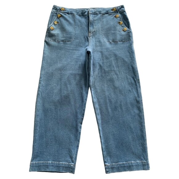 NWOT TALBOTS Womens' Mystic Light Wash Cropped Straight Leg Sailor Jeans Size 16 - Picture 3 of 8